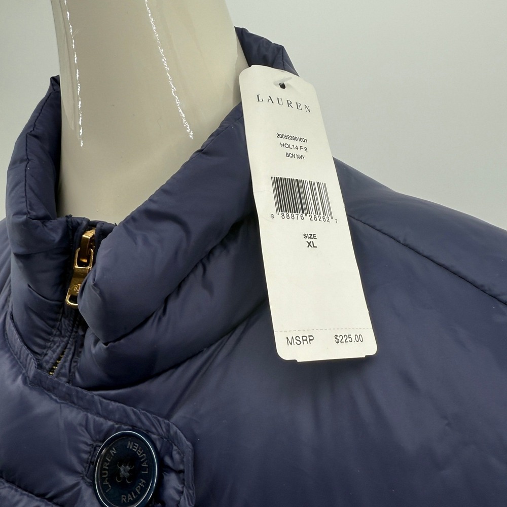 Lauren Ralph Lauren Women's Down Puffer Jacket Coat Navy Blue XL NWT $225 - Picture 5 of 16